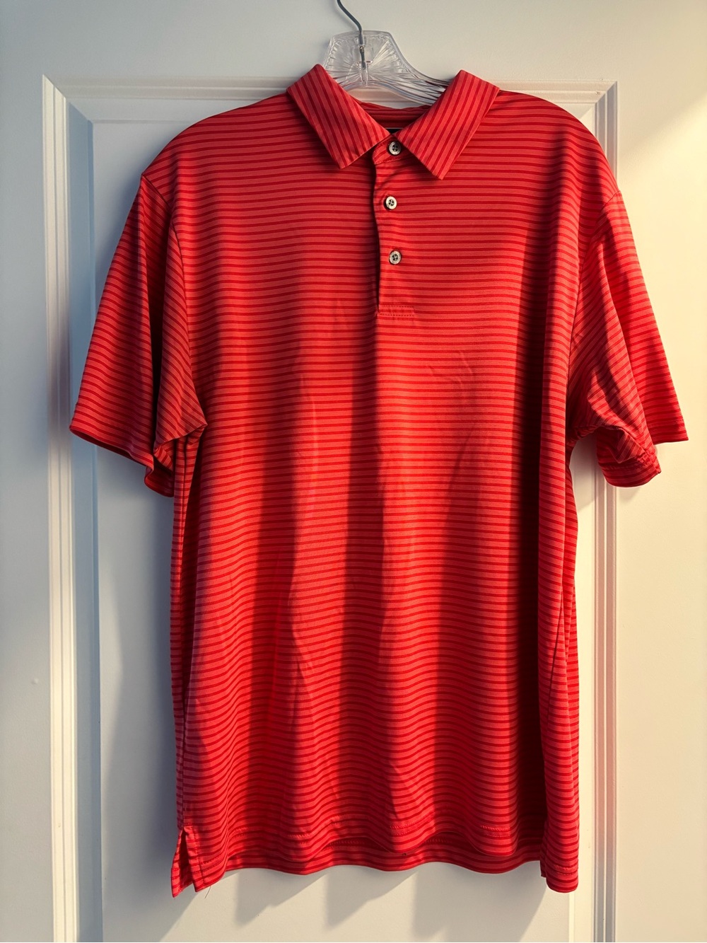 PGA Tour Red Horizontal-Striped Polo